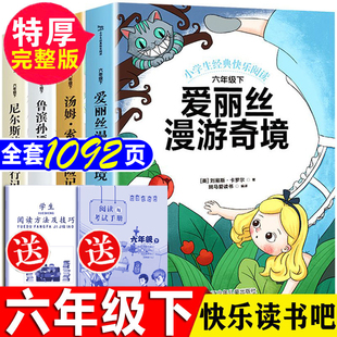 【全套4册完整版】六年级下册快乐读书吧必读课外书鲁滨逊漂流记原著正版6六下阅读书籍汤姆索亚历险记骑鹅旅行记爱丽丝漫游奇境孙