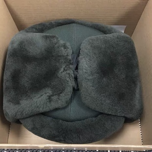 正版皮帽军绿寒区冬季防寒保暖羊剪绒长毛棉帽松枝绿雷锋帽圆顶帽