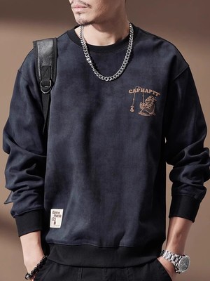 香港高端纯棉圆领卫衣男士2025春秋新款重磅扎染美式潮牌长袖外套