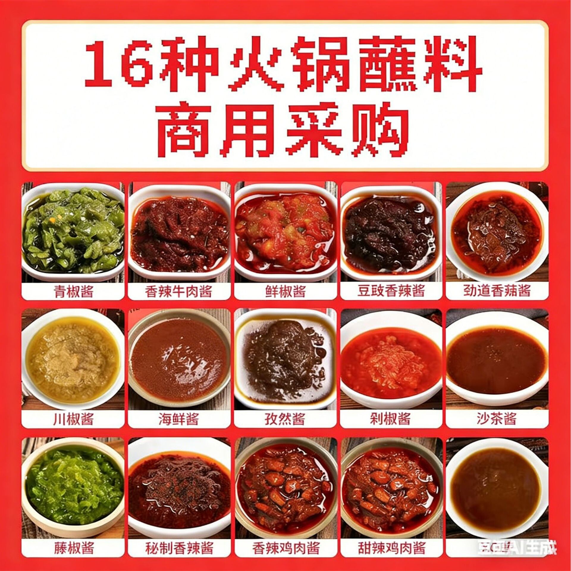 火锅蘸料酱料大全专用500g开店火锅调料牛肉酱商用香菇酱辣椒酱