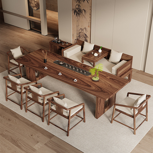 高端南美胡桃中式实木茶几禅意茶桌椅组合功夫茶台罗汉床客厅家具