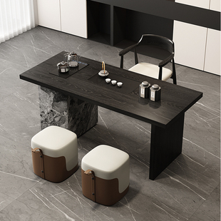 意式轻奢极简黑色简约阳台茶桌客厅家用办公茶台2026新款高端现代