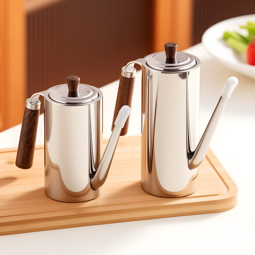 胡桃木油壶厨房家用304不锈钢油壶食品级酱油瓶不挂油专用油罐壶