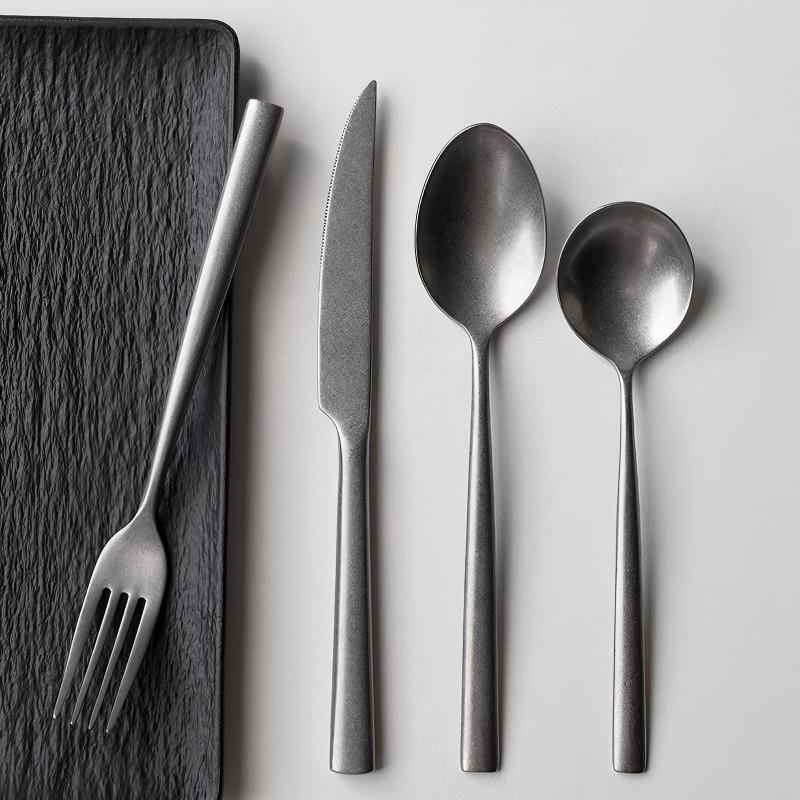 复古做旧304不锈钢刀叉勺三件套西餐餐具家用高级感牛排餐具刀叉