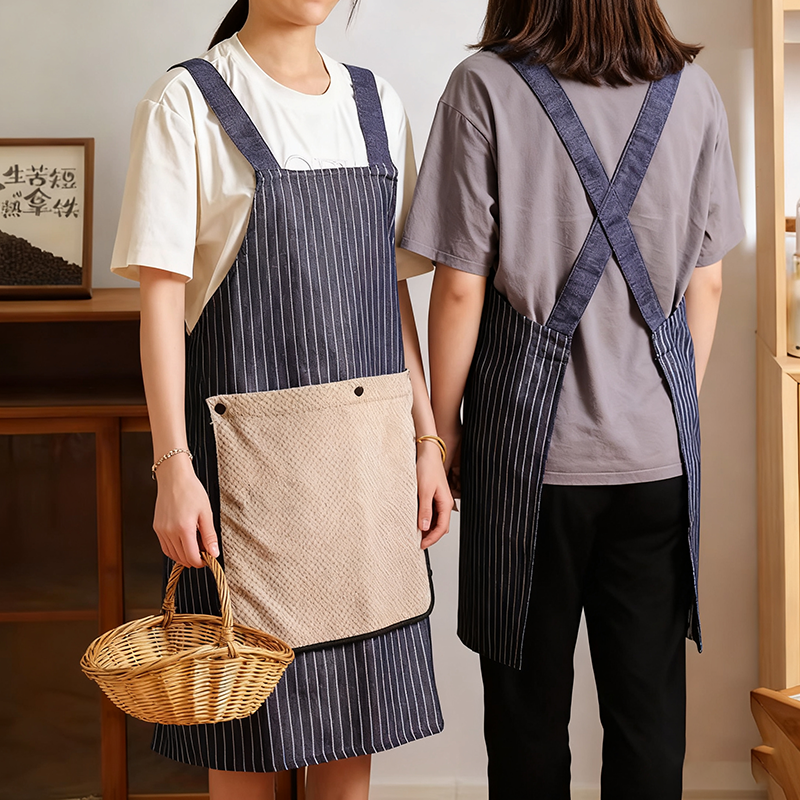 高颜值做饭围裙餐饮专用防油防水带可拆卸毛巾工作服围裙厨房家用