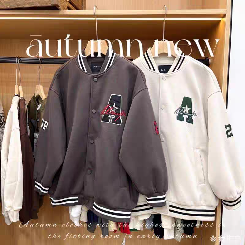MTC木糖橙青少年A棒球服外套双层美式夹克开衫纯棉韩版亲子大学生