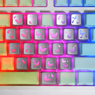 科曼尼爱心蝴蝶键帽侧刻透光带字符原厂磁轴机械键盘键帽wooting