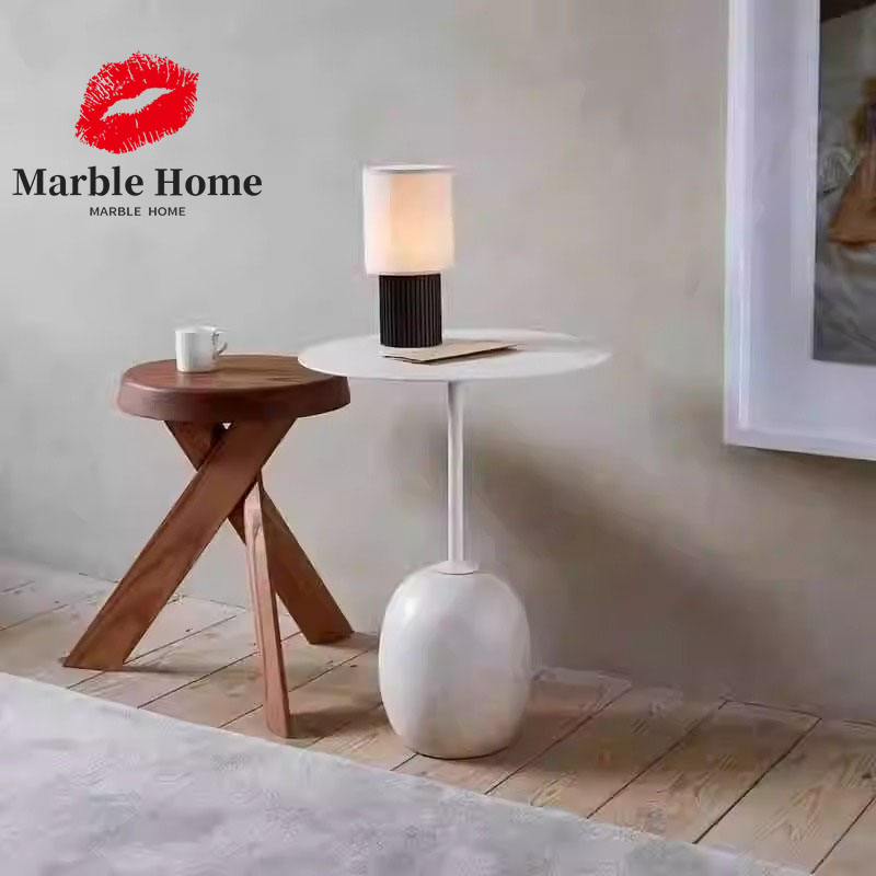 现代简约白色金属大理石角几