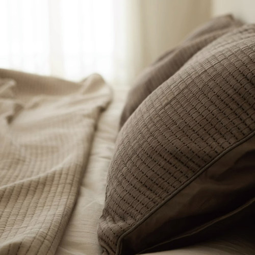 芮夫棉麻纯棉针织枕套一对装简约