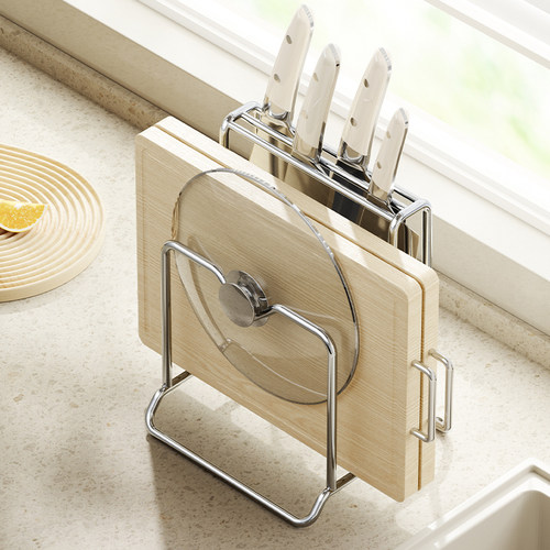不锈钢刀架菜板架一体厨房置物架