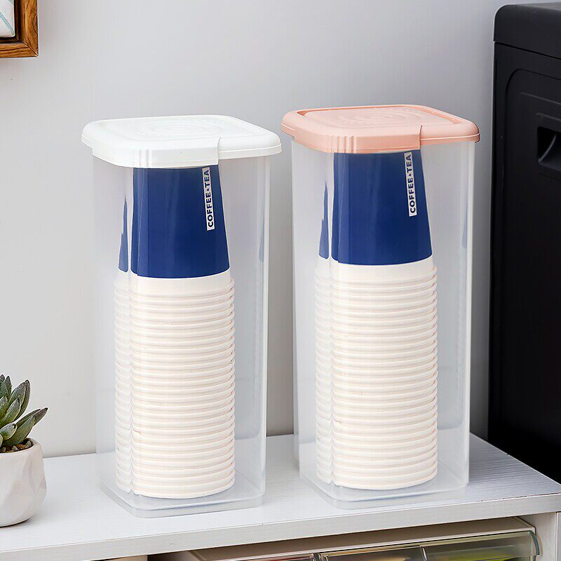 一次性杯子收纳盒纸杯神器防尘置物架杯架桌面取杯器塑料杯存放盒