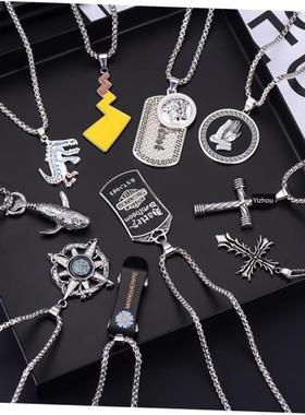 men necklace stainless steel Necklace Women Men Simple Long1