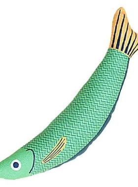 Cat Teething Toys Indoor Catnip Saury Fish Plush Biting Toy