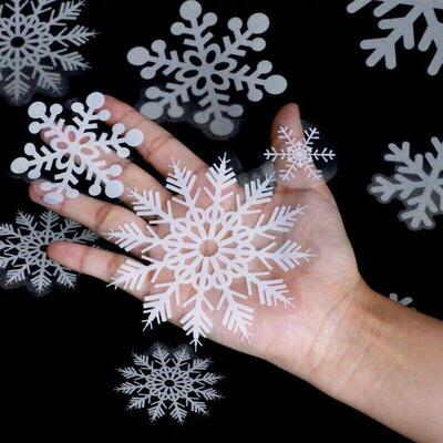 100PCS Reusable Christmas Window Snowflake Stickers Glass