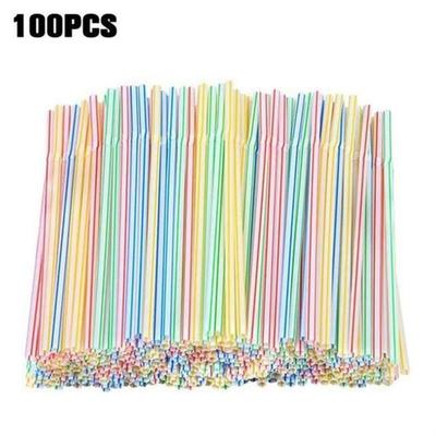 100pcs/Set Black Cocktail Straws Black Plastic Straw For Bir