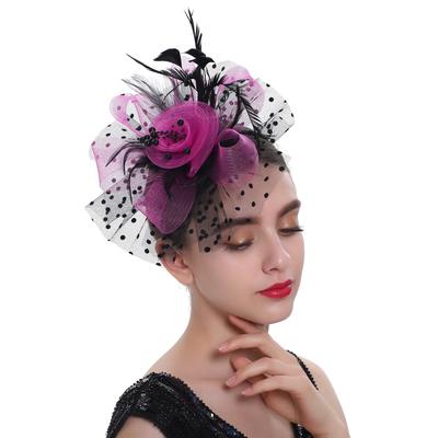 Vintage Women Feather Flower Fascinator Hat Ladies Hair Acce