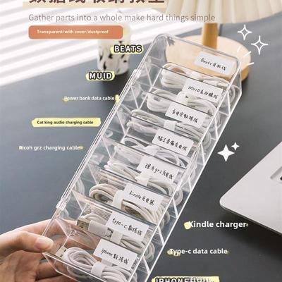data cable storage box with cover power charging cable finis