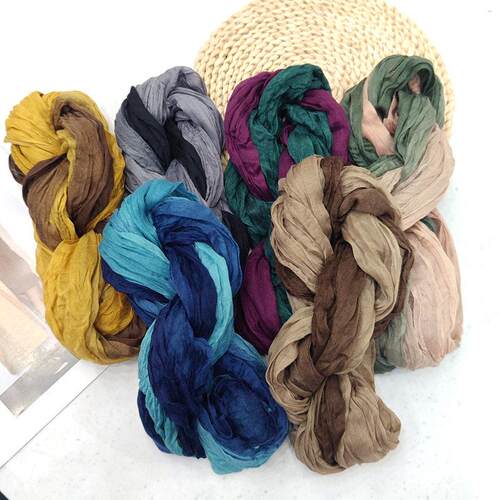 Fried Dough Twists Scarf Pleated Simple Versatile Silk Scarf