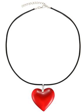 Red glass heart pendant necklaces women 红色玻璃心形吊坠项链