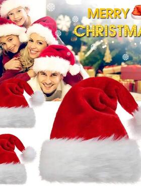 Christmas Santa Hat Xmas Long Plush Holiday Red Hat For Adul
