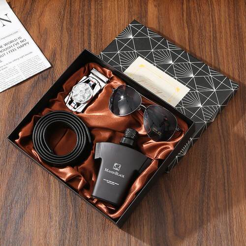 Men Business Gift Watch Perfume Sunglass Leather Belt Wallet