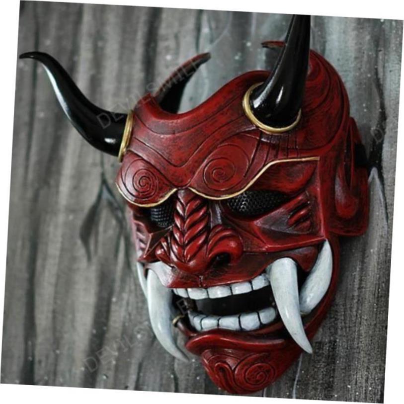 Halloween Masquerade Red Prajna Mask Cospiay Noh Japanese