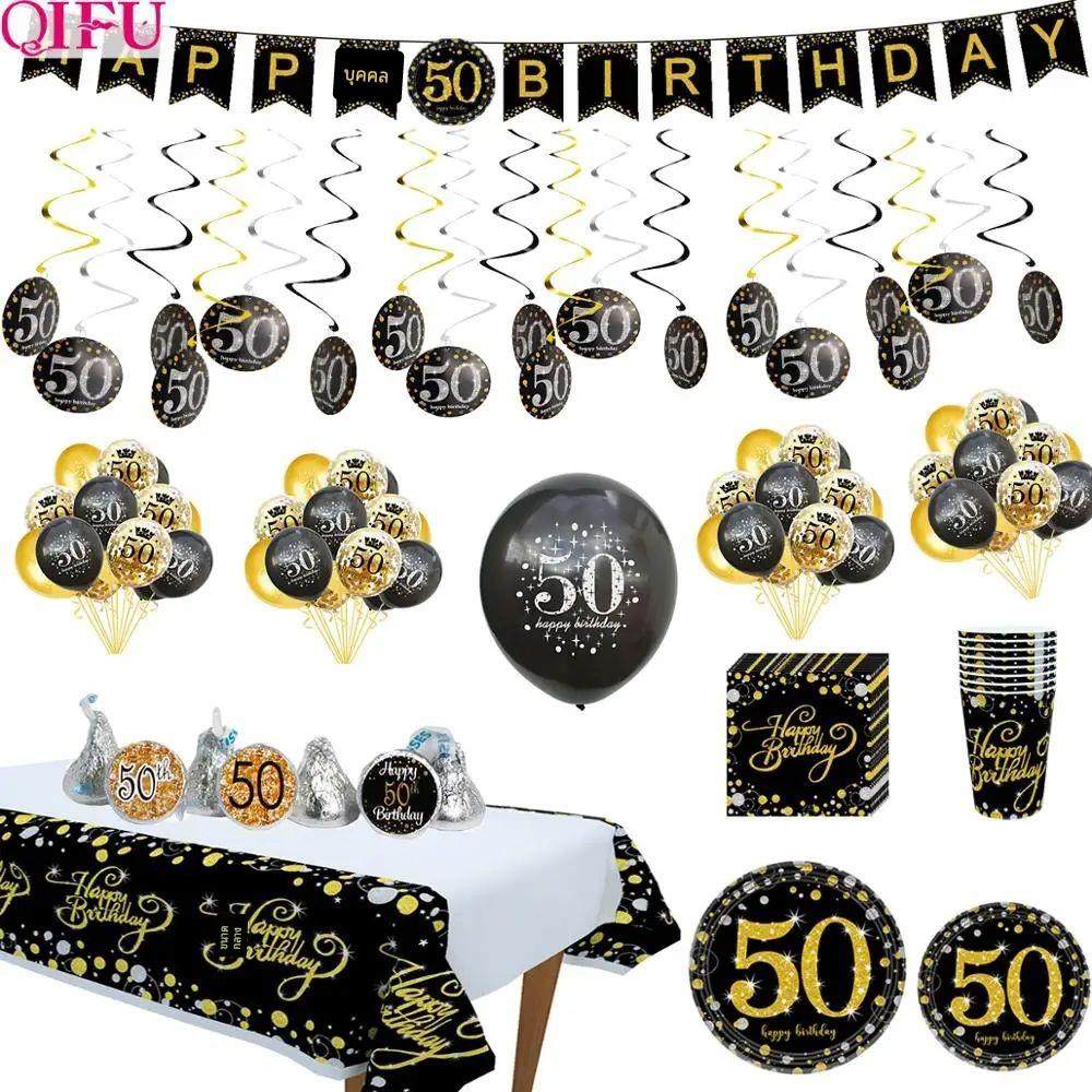 Cheers to 50 years Black Golden Balloon birthday 50 years
