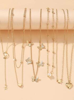 Rose Pendant Necklace women Set 5 pieces玫瑰花吊坠蛇印章项炼