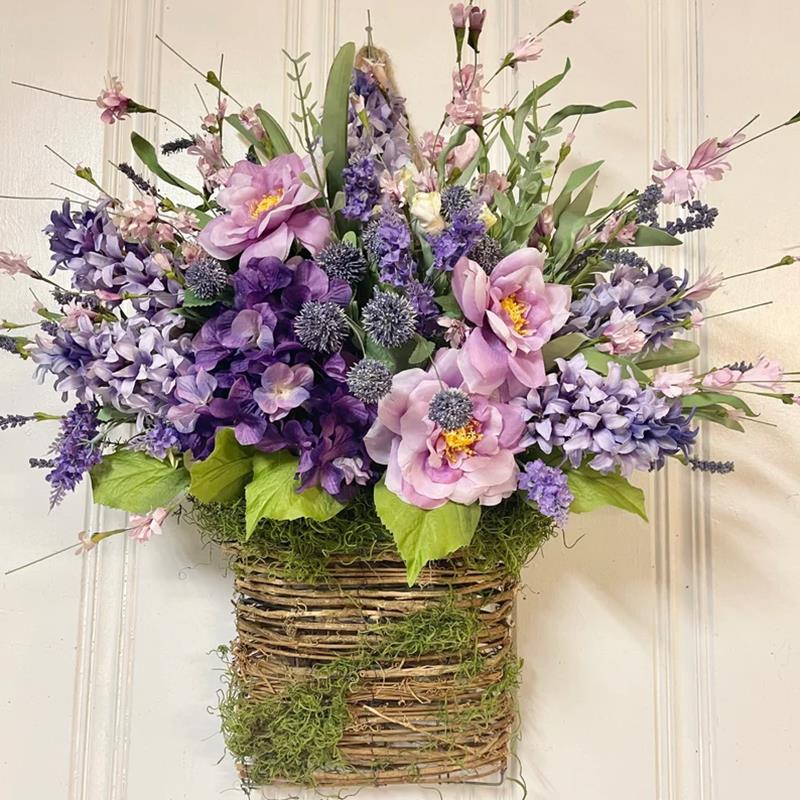 Lavender Basket Wreaths Front Door Artificial Floral