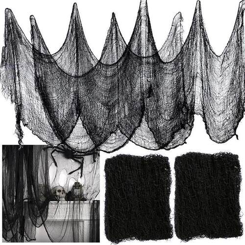 2/4m Horror Halloween Decoration Black Gauze Artificial Spid