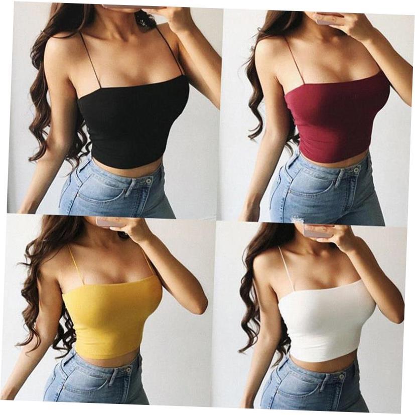 Sexy Tank Top Black Halter Crop Tops Women Summer Camis Back