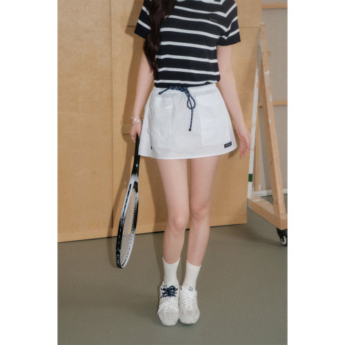 OLIVIA DUO抽绳休闲工装裙2026夏季上新运动风撞色A字松紧腰短裙