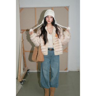 加厚保暖短款 DUO仿貂毛皮草外套2025冬季 OLIVIA 毛毛外套 现货