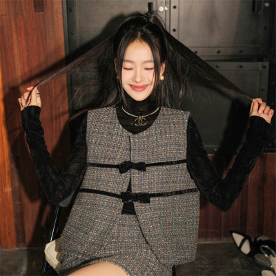 【清仓特惠】OLIVIA DUO巴黎灰马甲半裙时尚套装秋季新款气质女