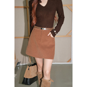 OLIVIA DUO灯芯绒半裙2025秋冬新款 韩系复古高腰显瘦A字半身裙