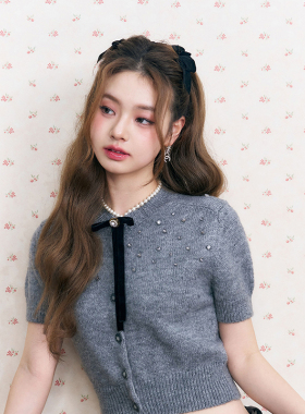 【现货】OLIVIA DUO满天星格雷短袖灰色学院风百搭针织T恤上衣