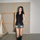 无袖 百搭上衣 DUO金属扣小香马甲女2025年夏季 新款 现货 OLIVIA