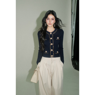 针织开衫 OLIVIA DUO重工链条针织上衣小香风高级感修身