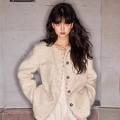 法式 OLIVIA DUO羊毛浅灰小香外套2025冬季 百搭千金风上衣