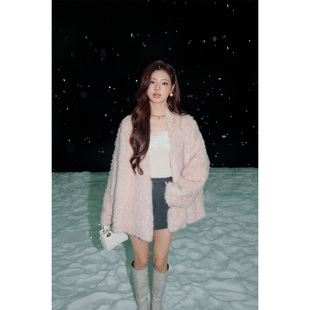 DUO仿皮毛一体毛绒外套2025冬季 OLIVIA 千金风保暖外套 现货