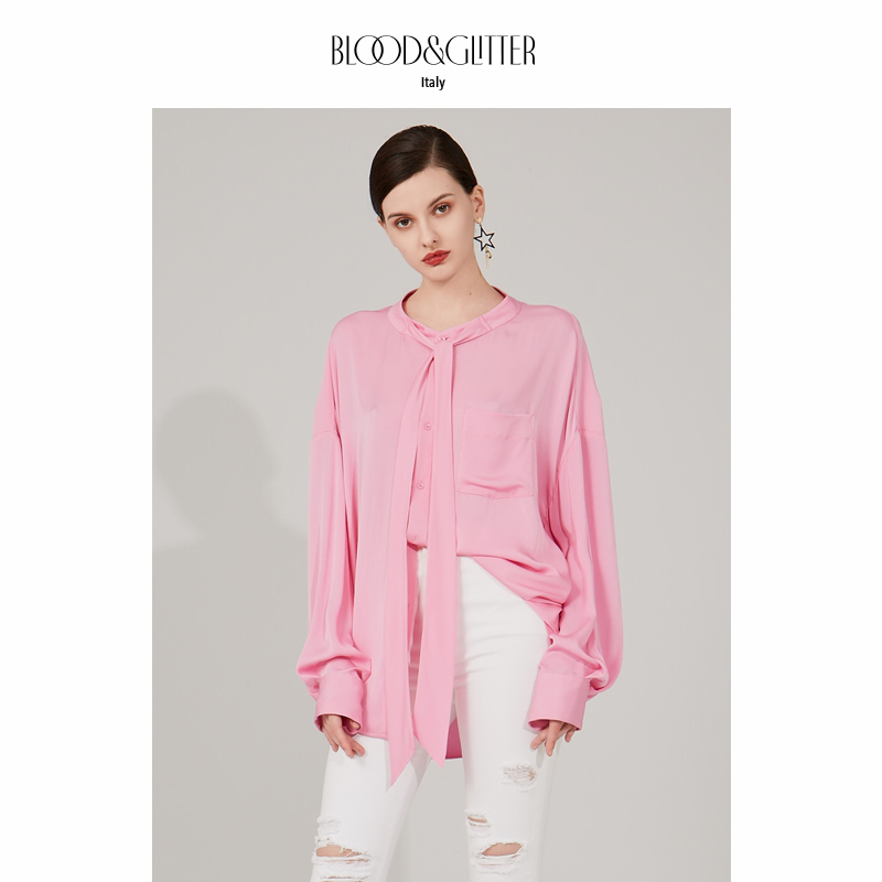 BG春夏松弛感阔版真丝衬衫女