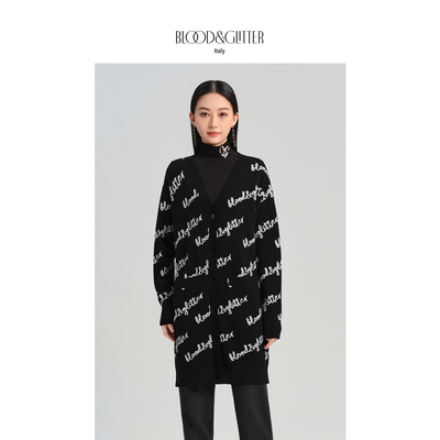 羊毛提花宽松V领高级感毛衣开衫