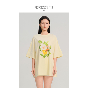blood&glitter/璞德格骊纯棉短袖t恤女夏2025新款宽松韩版上衣