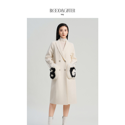 双面羊绒设计感中长款毛呢大衣