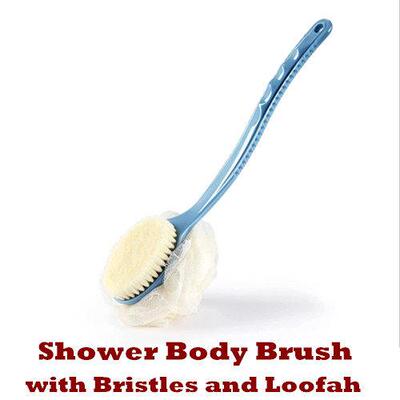 Shower Body Brush Back Scrubber Bath Mesh Sponge Bristles