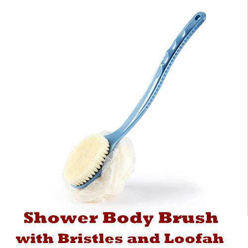Shower Body Brush Back Scrubber Bath Mesh Sponge Bristles