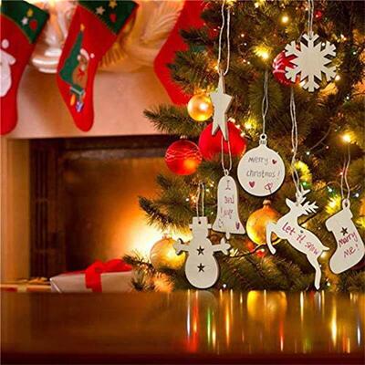 10pcs Wooden Christmas Decorations DIY Craft Toys Unfinished