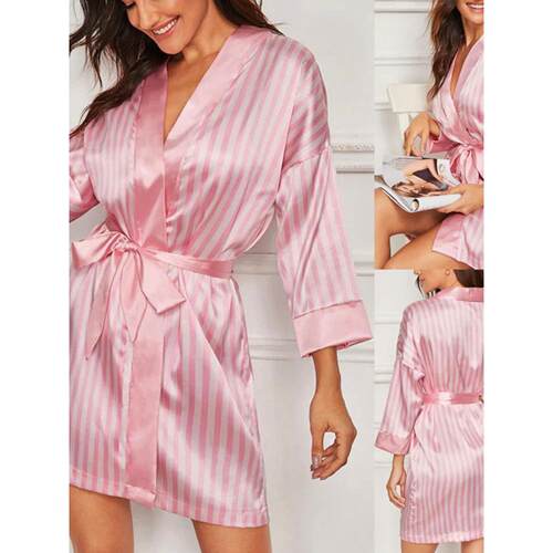 Sexy temptation lace striped lace robe bathrobe 条纹蕾丝睡袍