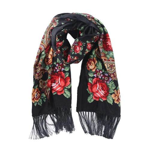 190x65cm Ethnic Women Scarf Long Floral Print Ukrainian Embr