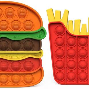 2pc汉堡包薯条popit set Hamburger fries Pop It Fidget toy玩具